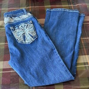 Stylish Embroidered Blue Boot Cut Jeans